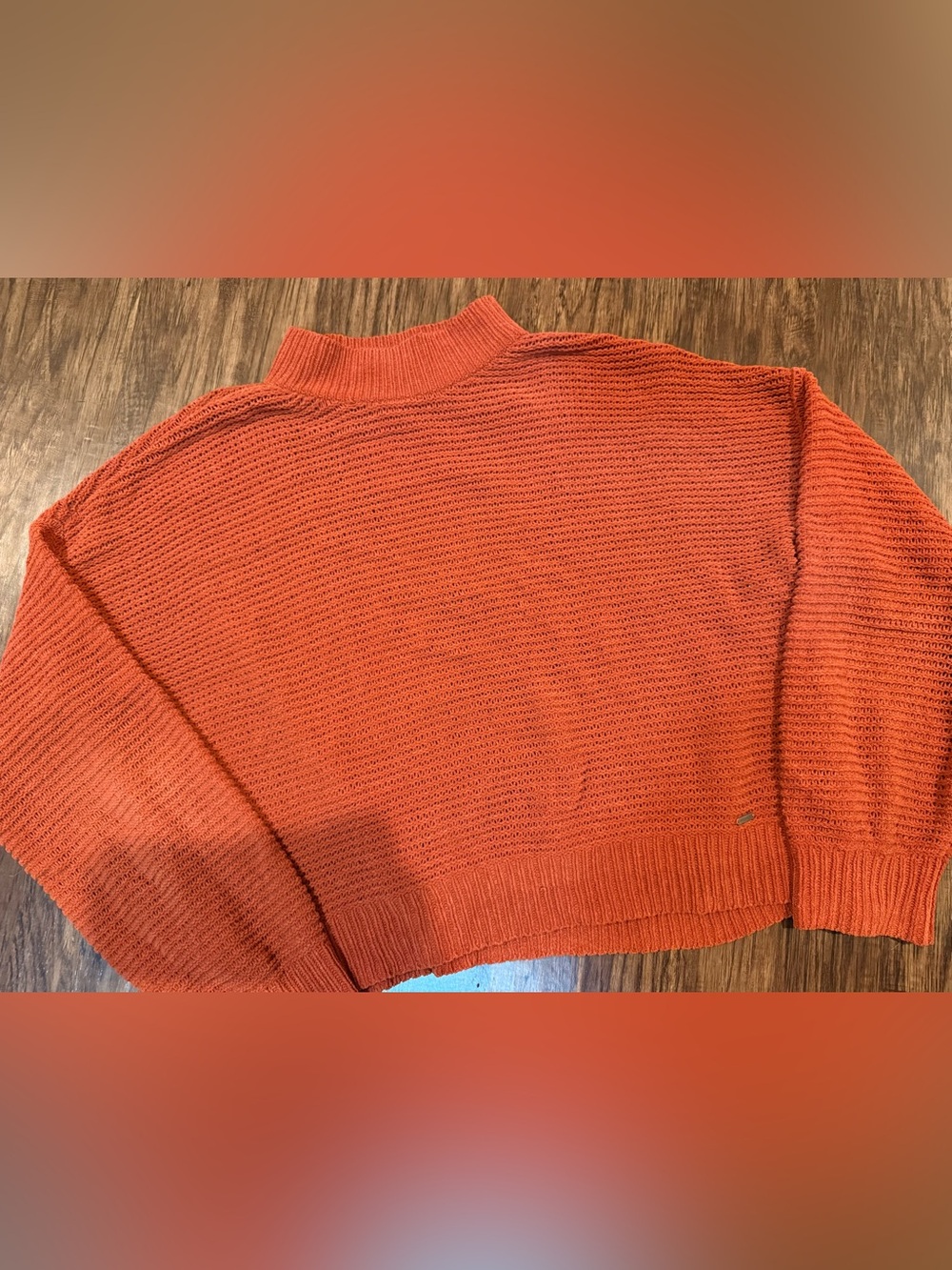 Hollister Cropped Mock Neck Sweater in Burnt Orange